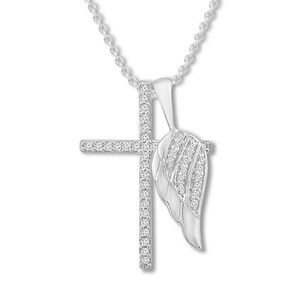 Kay Jewelers Diamond Cross & Angel Wing Necklace 1/8 ct